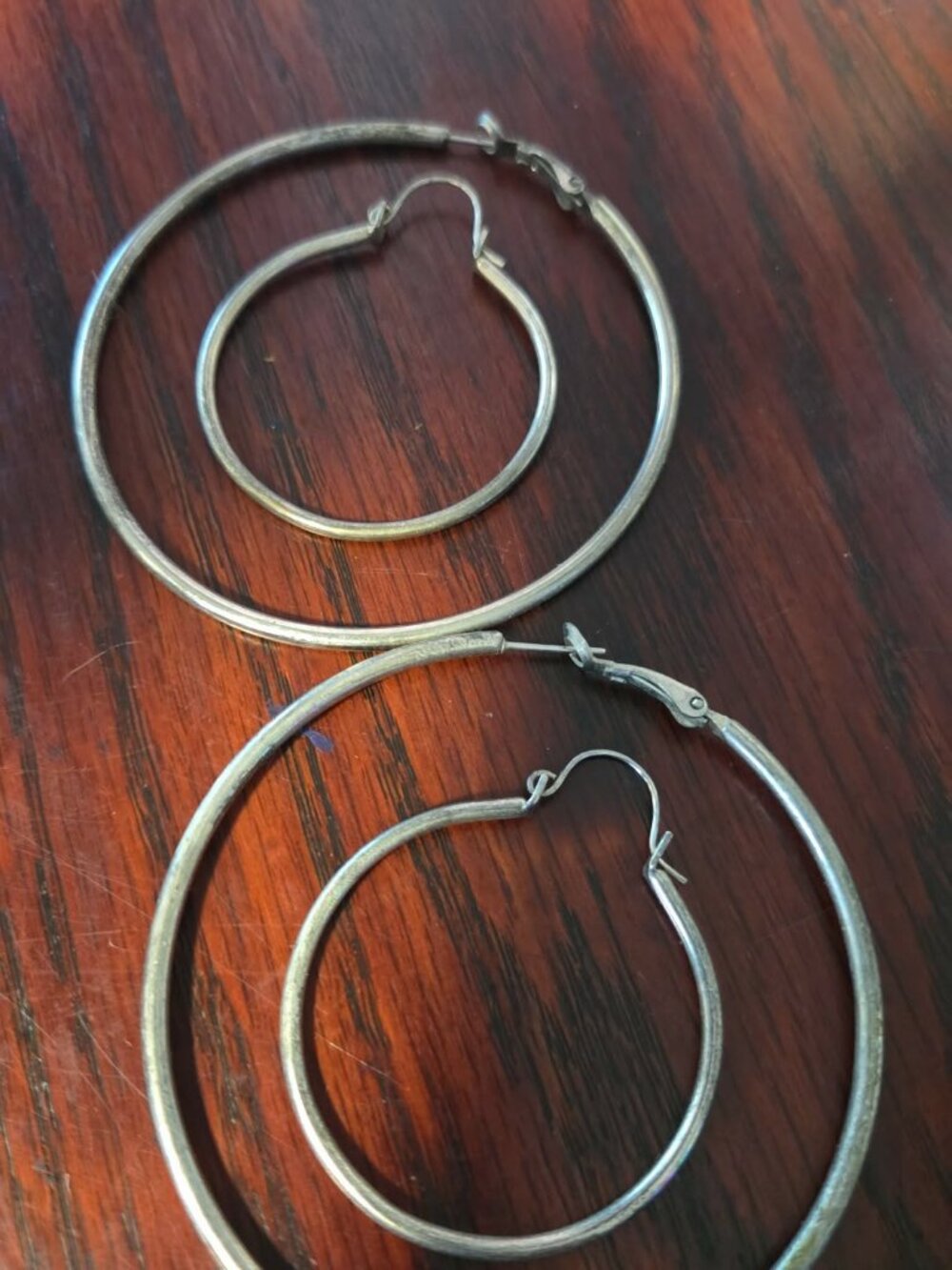 VTG 90s Silver Hoop Earring Lot | Multi Size Stack Layering Set Indie Grunge 2pr